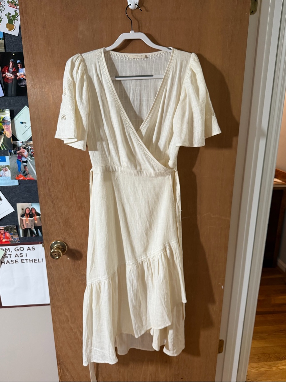 lovestitch Cream Wrap High-Low Midi Dress